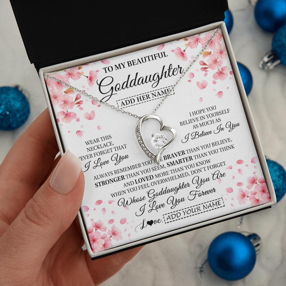 Personalized To My Beautiful Goddaughter From Godmother Uncle Necklace Never Forget Birthday Gifts For Goddaughter Gift Christmas Gift Box Message Card