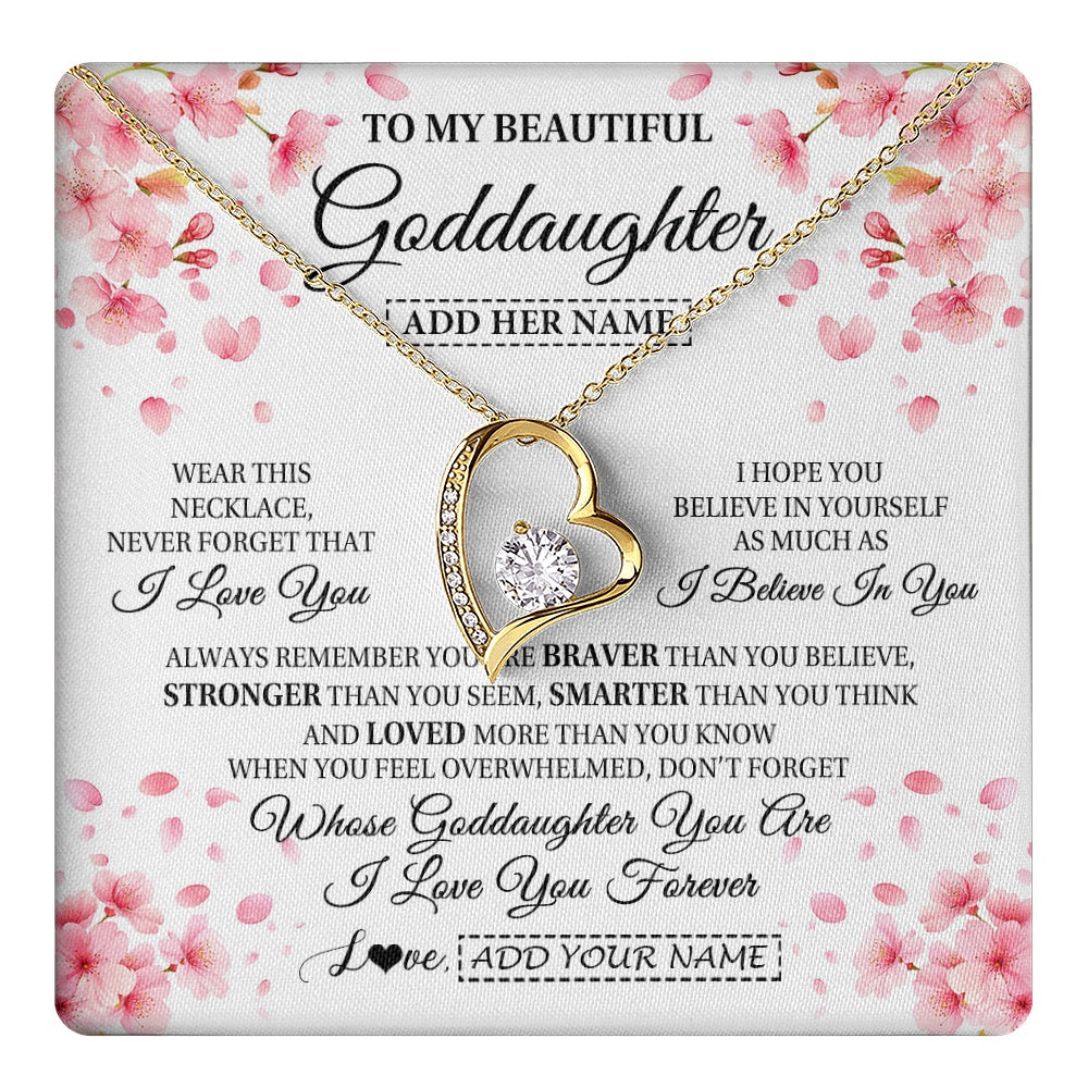 Personalized To My Beautiful Goddaughter From Godmother Uncle Necklace Never Forget Birthday Gifts For Goddaughter Gift Christmas Gift Box Message Card