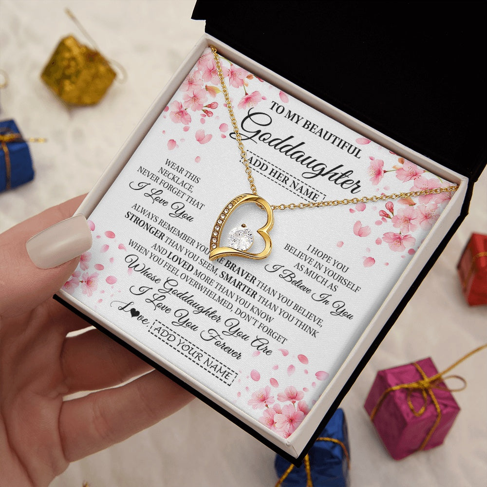 Personalized To My Beautiful Goddaughter From Godmother Uncle Necklace Never Forget Birthday Gifts For Goddaughter Gift Christmas Gift Box Message Card