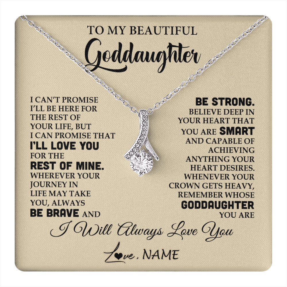 Personalized To My Beautiful Goddaughter Gifts Necklace From Godmother Inspirational Birthday Gift For Goddaughter Christmas Customized Gift Box Message Card