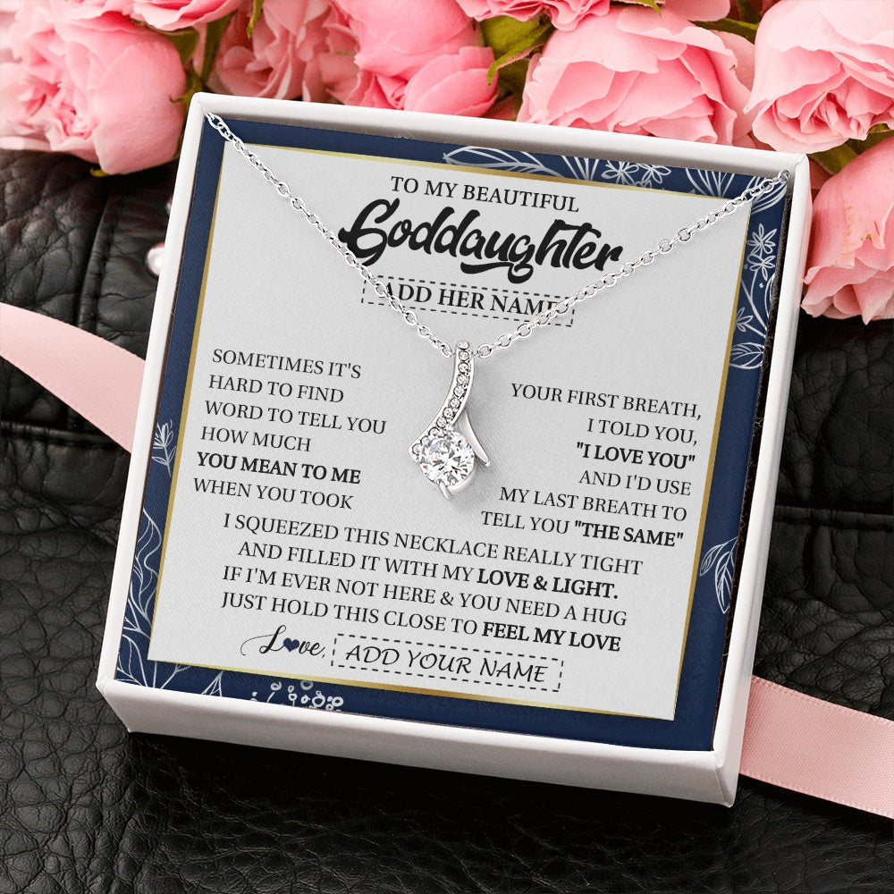 Personalized To My Beautiful Goddaughter Necklace From Godmother Uncle Feel My Love Valentine Gifts For Goddaughter Birthday Christmas Gift Box Message Card