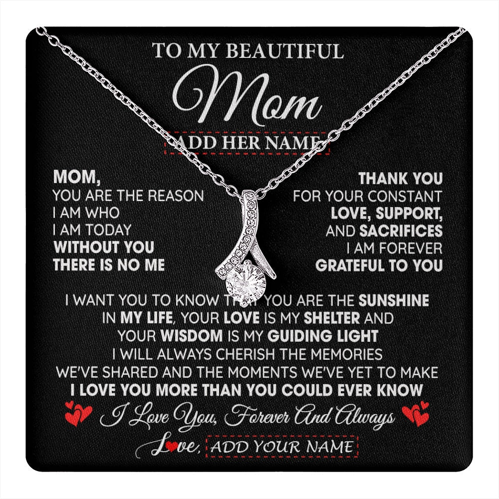 Personalized To My Beautiful Mom Gifts Necklace From Son Daughter Without You There Is No Me Mom Birthday Gift Mothers Day Christmas Gift Box Message Card