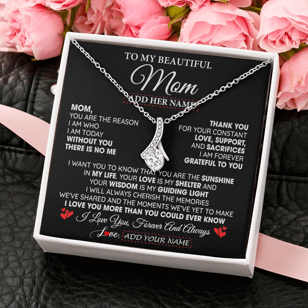 Personalized To My Beautiful Mom Gifts Necklace From Son Daughter Without You There Is No Me Mom Birthday Gift Mothers Day Christmas Gift Box Message Card