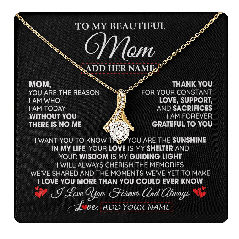 Personalized To My Beautiful Mom Gifts Necklace From Son Daughter Without You There Is No Me Mom Birthday Gift Mothers Day Christmas Gift Box Message Card