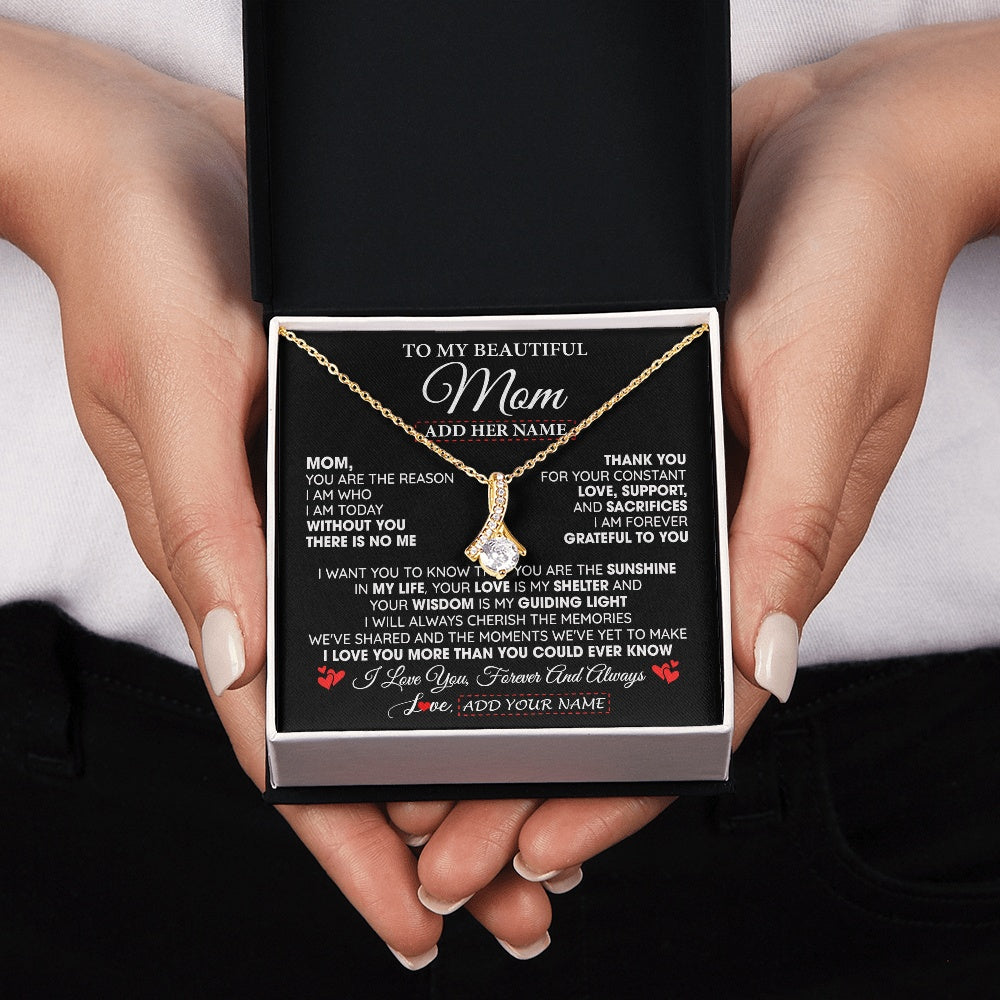 Personalized To My Beautiful Mom Gifts Necklace From Son Daughter Without You There Is No Me Mom Birthday Gift Mothers Day Christmas Gift Box Message Card