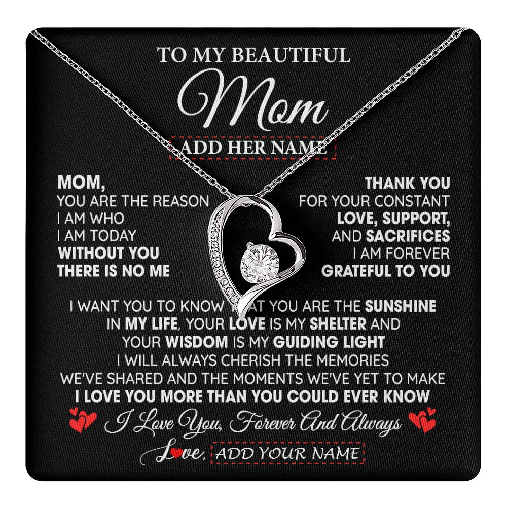 Personalized To My Beautiful Mom Gifts Necklace From Son Daughter Without You There Is No Me Mom Birthday Gift Mothers Day Christmas Gift Box Message Card