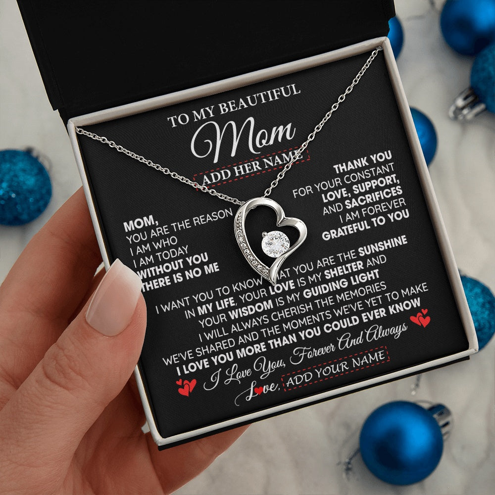 Personalized To My Beautiful Mom Gifts Necklace From Son Daughter Without You There Is No Me Mom Birthday Gift Mothers Day Christmas Gift Box Message Card