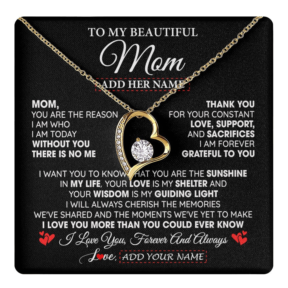 Personalized To My Beautiful Mom Gifts Necklace From Son Daughter Without You There Is No Me Mom Birthday Gift Mothers Day Christmas Gift Box Message Card