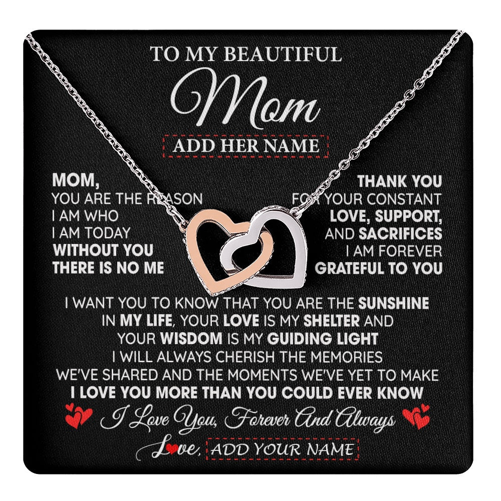 Personalized To My Beautiful Mom Gifts Necklace From Son Daughter Without You There Is No Me Mom Birthday Gift Mothers Day Christmas Gift Box Message Card