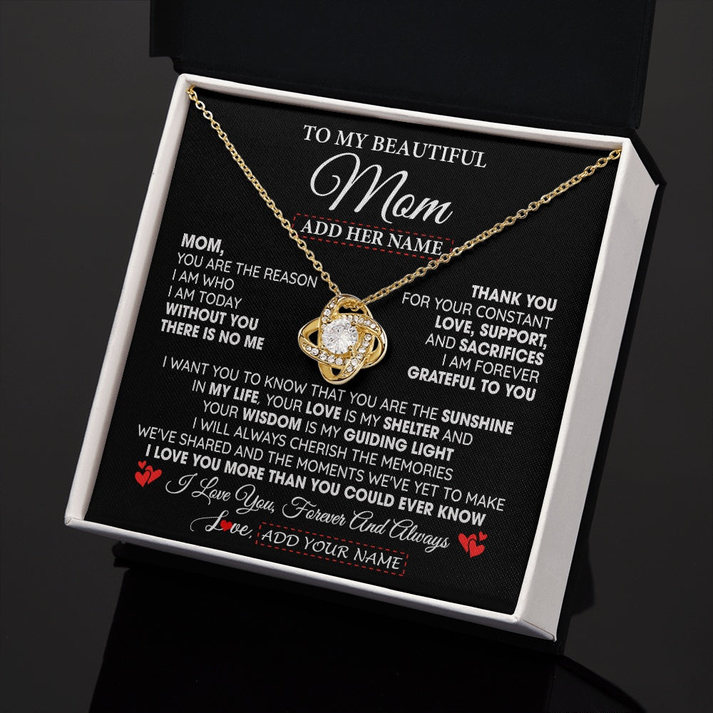 Personalized To My Beautiful Mom Gifts Necklace From Son Daughter Without You There Is No Me Mom Birthday Gift Mothers Day Christmas Gift Box Message Card
