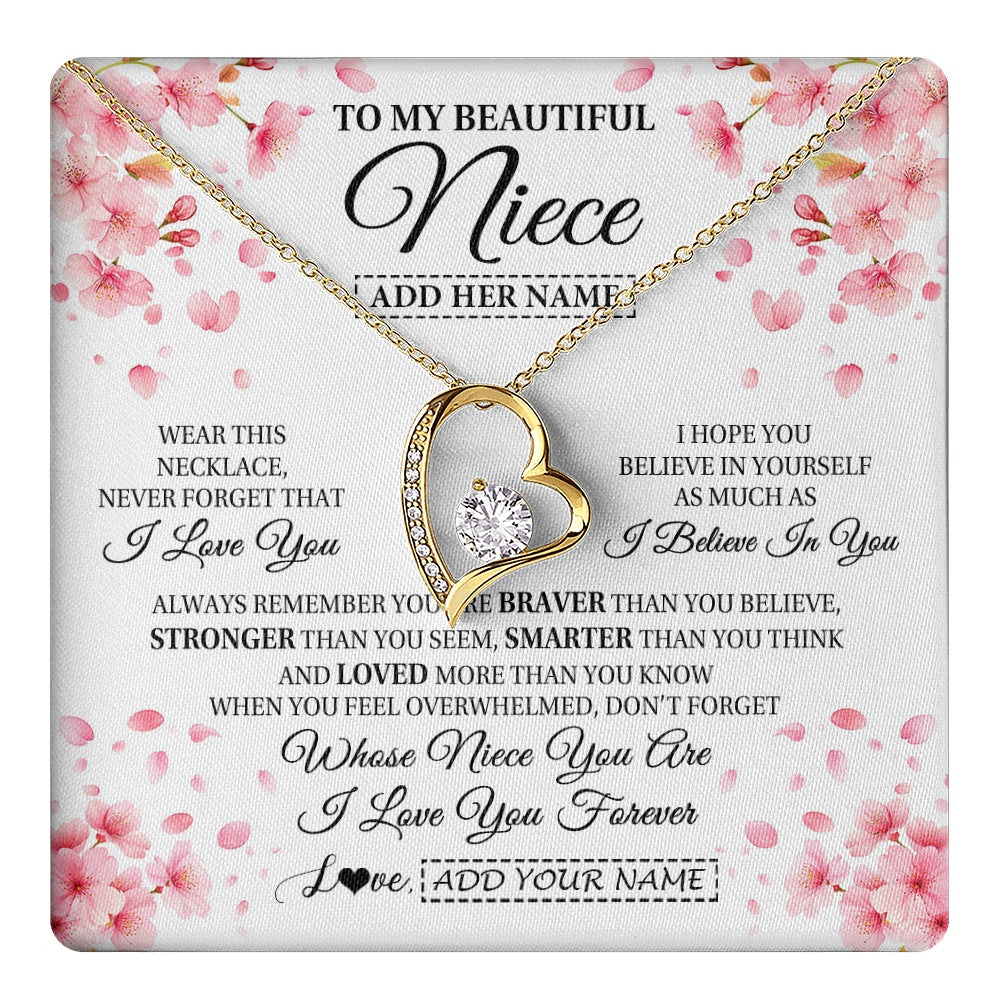 Personalized To My Beautiful Niece From Aunt Uncle Necklace Never Forget Birthday Gifts For Niece Birthday Gift Graduation Christmas Gift Box Message Card