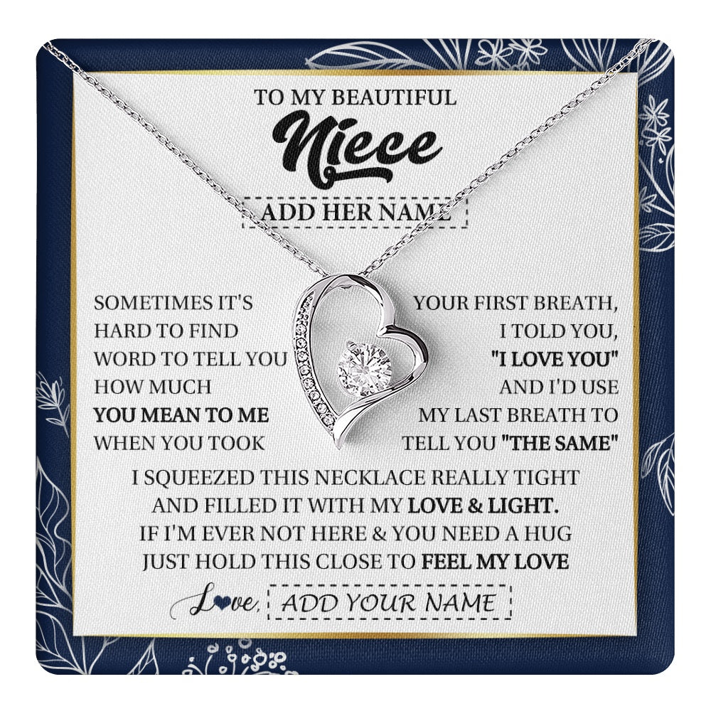Personalized To My Beautiful Niece Necklace From Aunt Uncle Feel My Love Valentine Gifts For Niece Birthday Graduation Christmas Custom Gift Box Message Card