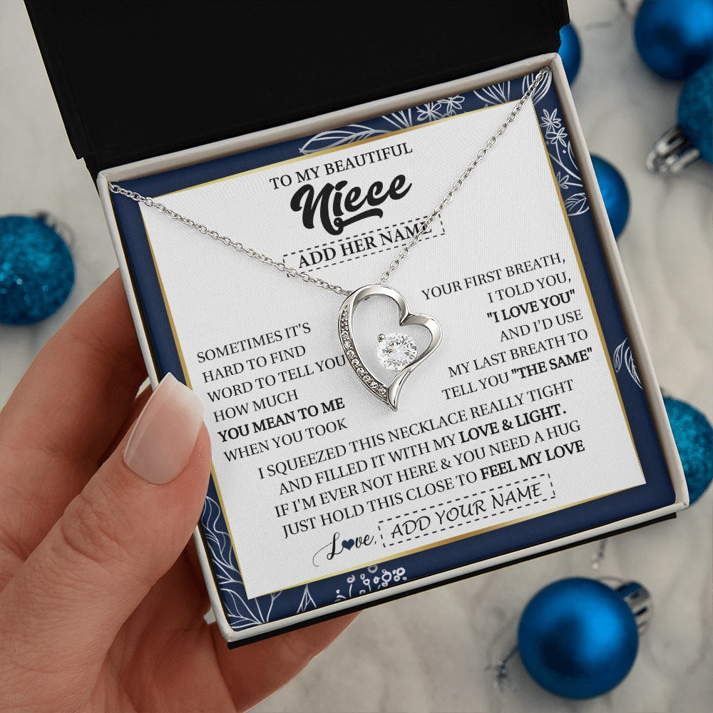 Personalized To My Beautiful Niece Necklace From Aunt Uncle Feel My Love Valentine Gifts For Niece Birthday Graduation Christmas Custom Gift Box Message Card