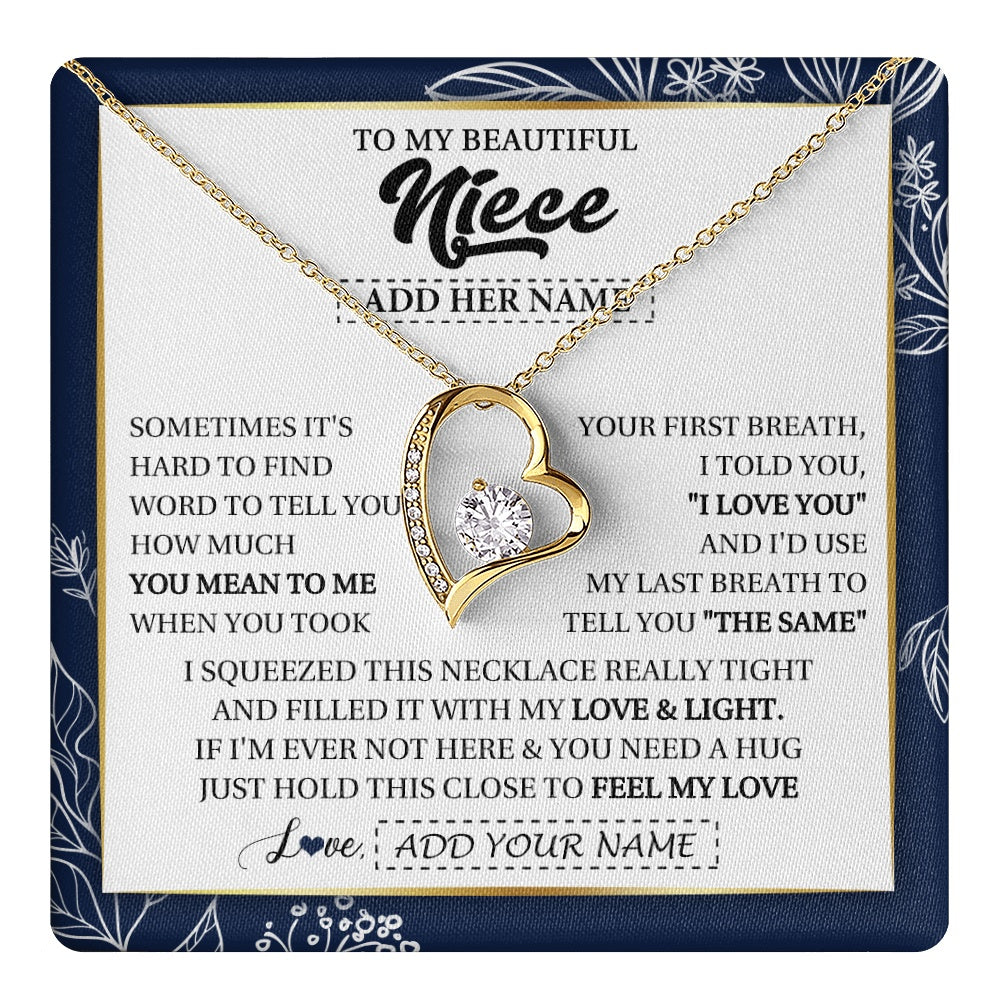 Personalized To My Beautiful Niece Necklace From Aunt Uncle Feel My Love Valentine Gifts For Niece Birthday Graduation Christmas Custom Gift Box Message Card