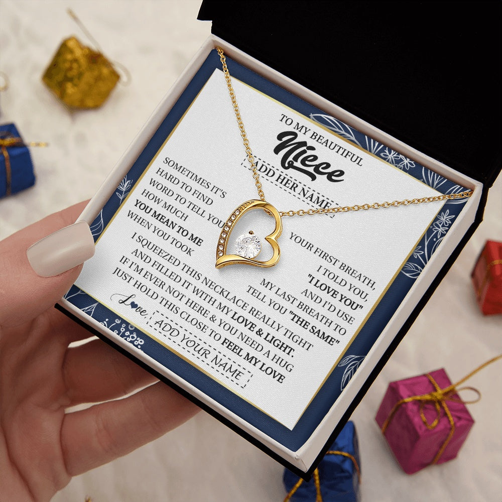 Personalized To My Beautiful Niece Necklace From Aunt Uncle Feel My Love Valentine Gifts For Niece Birthday Graduation Christmas Custom Gift Box Message Card