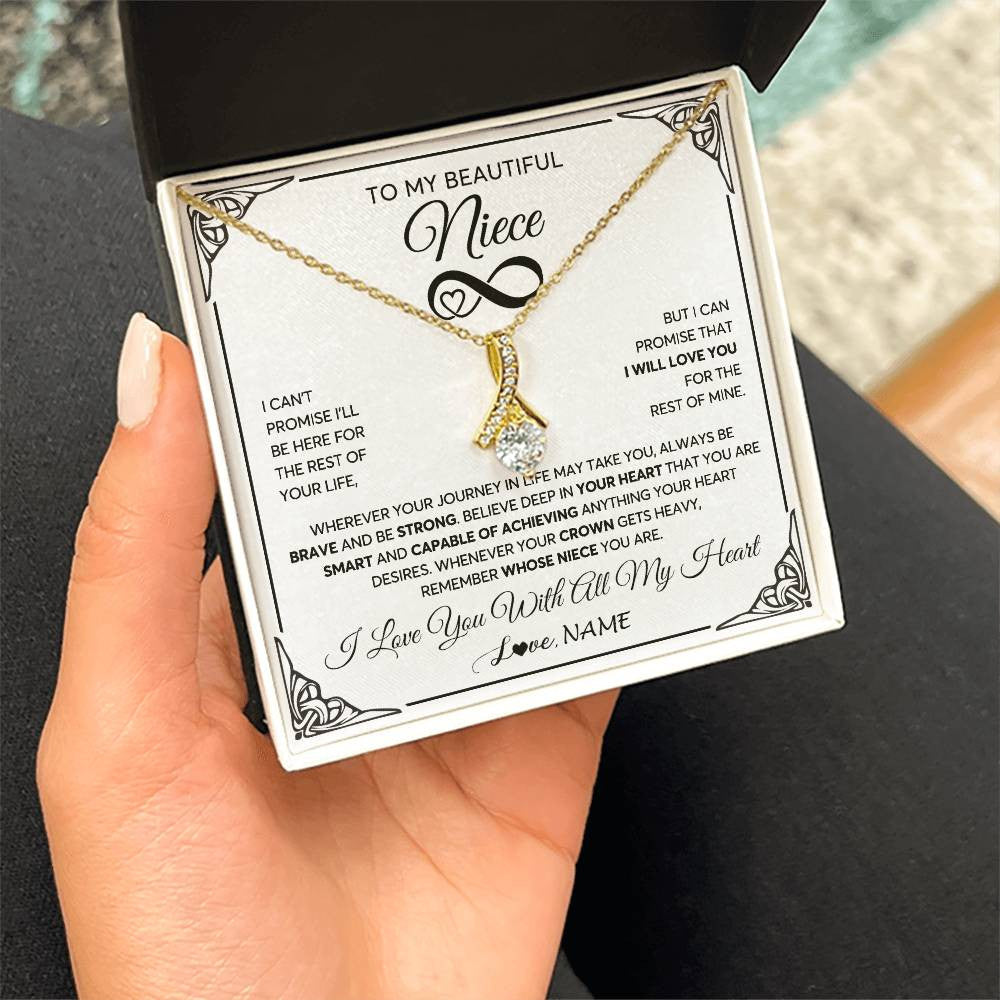Personalized To My Beautiful Niece Necklace for Women From Aunt Uncle Love You Niece Birthday Gifts Jewelry Christmas Customized Gift Box Message Card