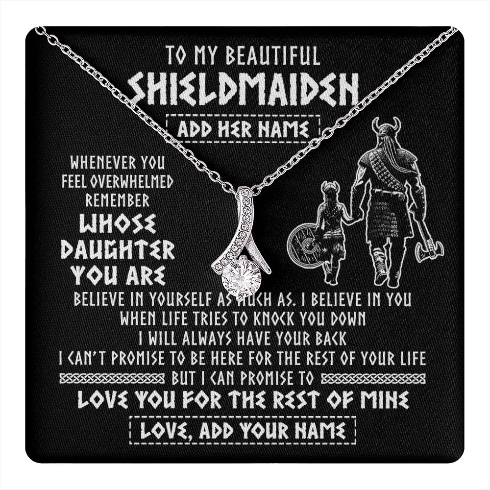 Personalized To My Beautiful Shieldmaiden Viking Necklace Whenever You Feel Overwhelmed Daughter Birthday Gifts Christmas Customized Gift Box Message Card