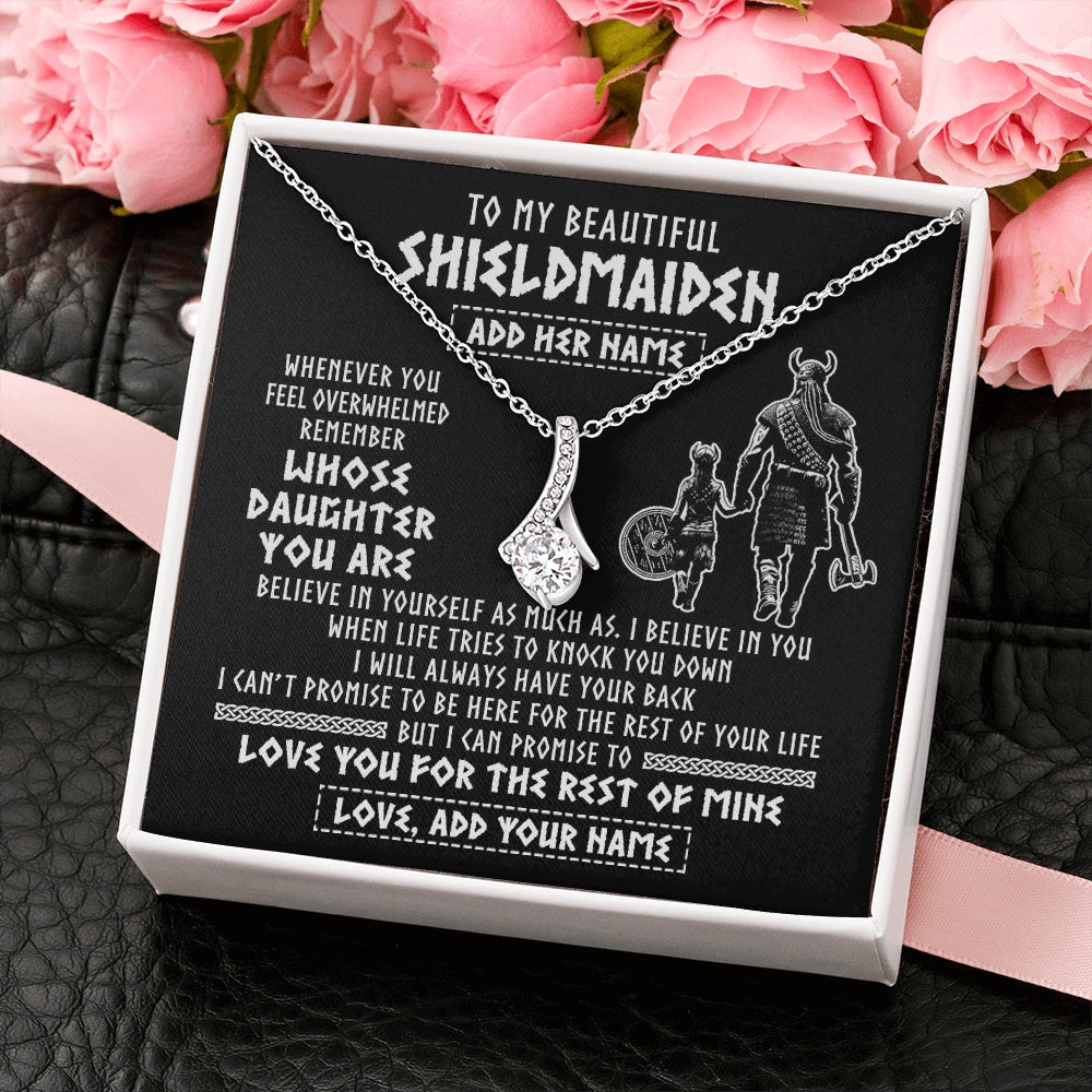 Personalized To My Beautiful Shieldmaiden Viking Necklace Whenever You Feel Overwhelmed Daughter Birthday Gifts Christmas Customized Gift Box Message Card