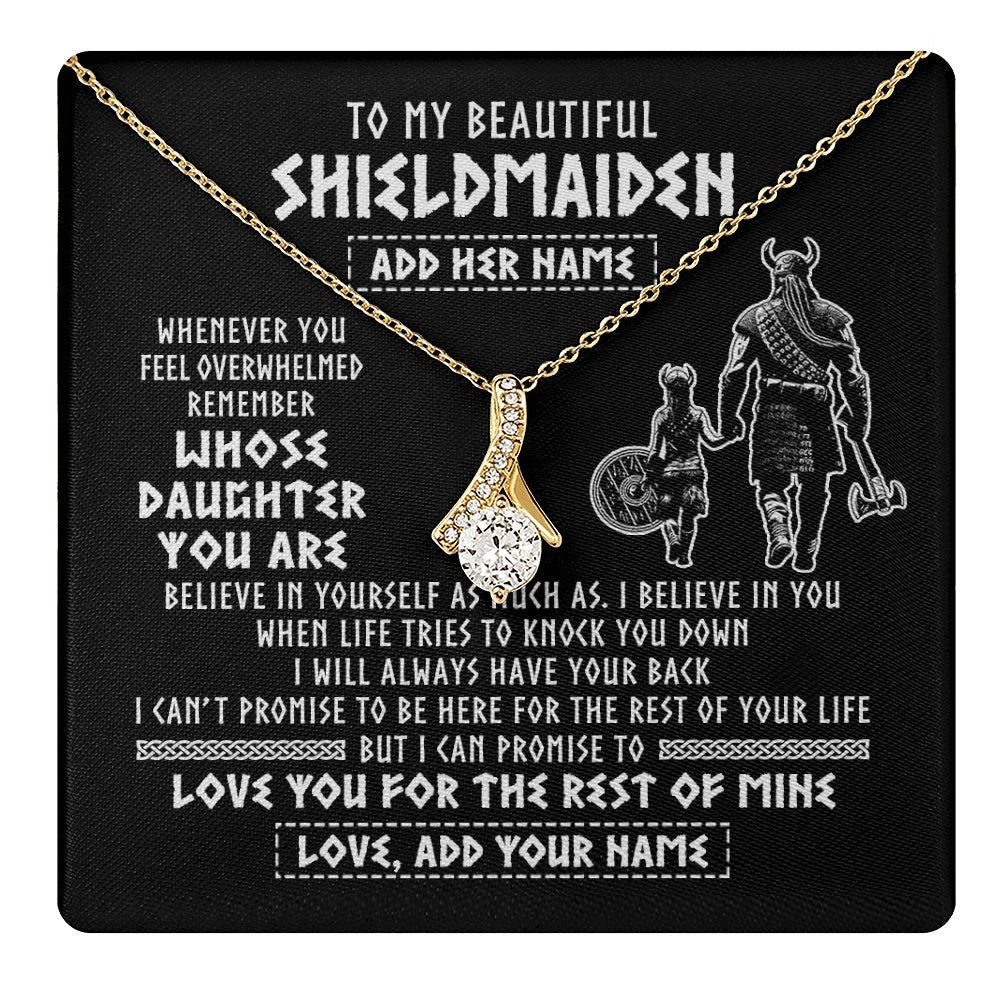 Personalized To My Beautiful Shieldmaiden Viking Necklace Whenever You Feel Overwhelmed Daughter Birthday Gifts Christmas Customized Gift Box Message Card