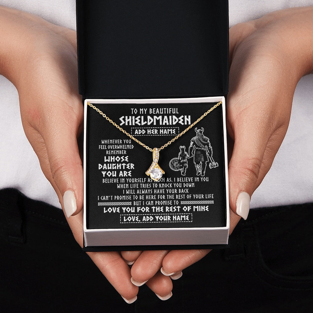 Personalized To My Beautiful Shieldmaiden Viking Necklace Whenever You Feel Overwhelmed Daughter Birthday Gifts Christmas Customized Gift Box Message Card