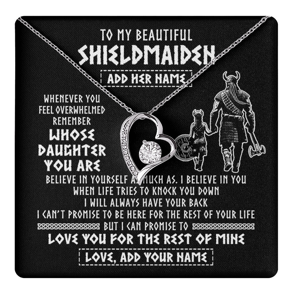 Personalized To My Beautiful Shieldmaiden Viking Necklace Whenever You Feel Overwhelmed Daughter Birthday Gifts Christmas Customized Gift Box Message Card