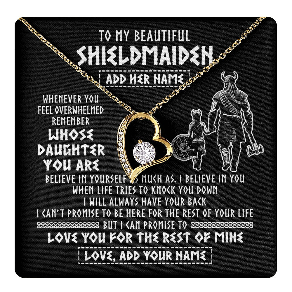 Personalized To My Beautiful Shieldmaiden Viking Necklace Whenever You Feel Overwhelmed Daughter Birthday Gifts Christmas Customized Gift Box Message Card