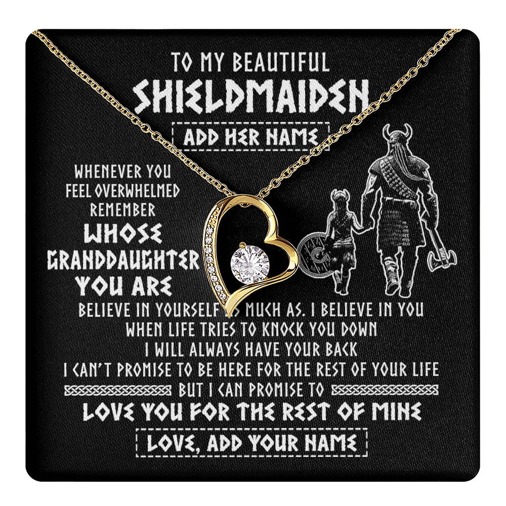 Personalized To My Beautiful Shieldmaiden Viking Necklace Whenever You Feel Overwhelmed Granddaughter Birthday Gifts Christmas Custom Gift Box Message Card