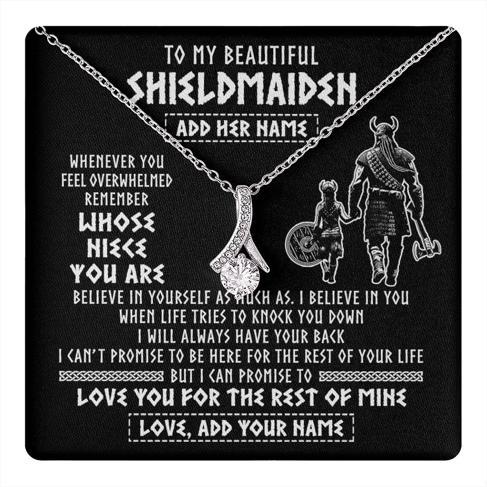 Personalized To My Beautiful Shieldmaiden Viking Necklace Whenever You Feel Overwhelmed Niece Birthday Gifts Christmas Customized Gift Box Message Card