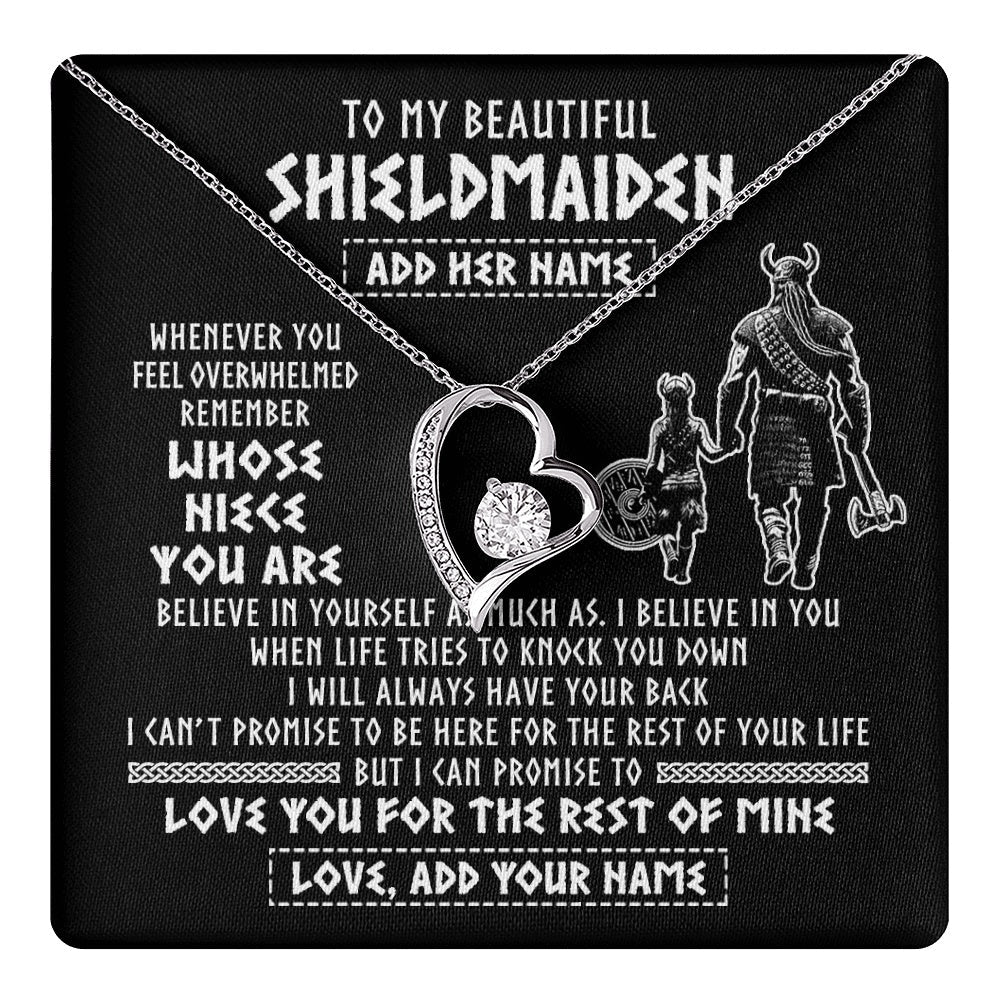 Personalized To My Beautiful Shieldmaiden Viking Necklace Whenever You Feel Overwhelmed Niece Birthday Gifts Christmas Customized Gift Box Message Card