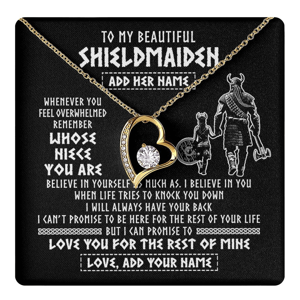 Personalized To My Beautiful Shieldmaiden Viking Necklace Whenever You Feel Overwhelmed Niece Birthday Gifts Christmas Customized Gift Box Message Card
