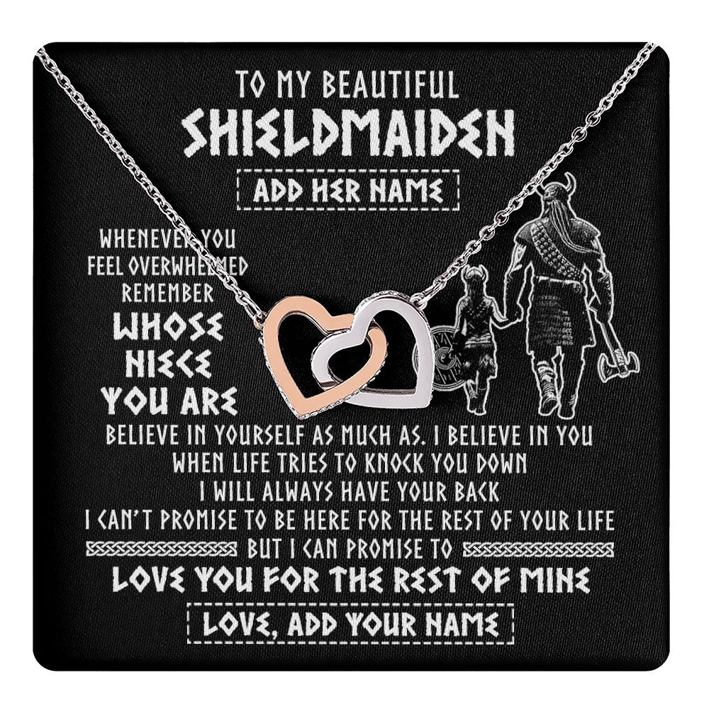 Personalized To My Beautiful Shieldmaiden Viking Necklace Whenever You Feel Overwhelmed Niece Birthday Gifts Christmas Customized Gift Box Message Card