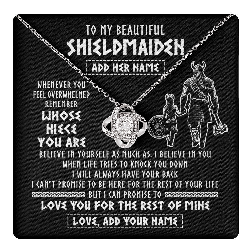 Personalized To My Beautiful Shieldmaiden Viking Necklace Whenever You Feel Overwhelmed Niece Birthday Gifts Christmas Customized Gift Box Message Card