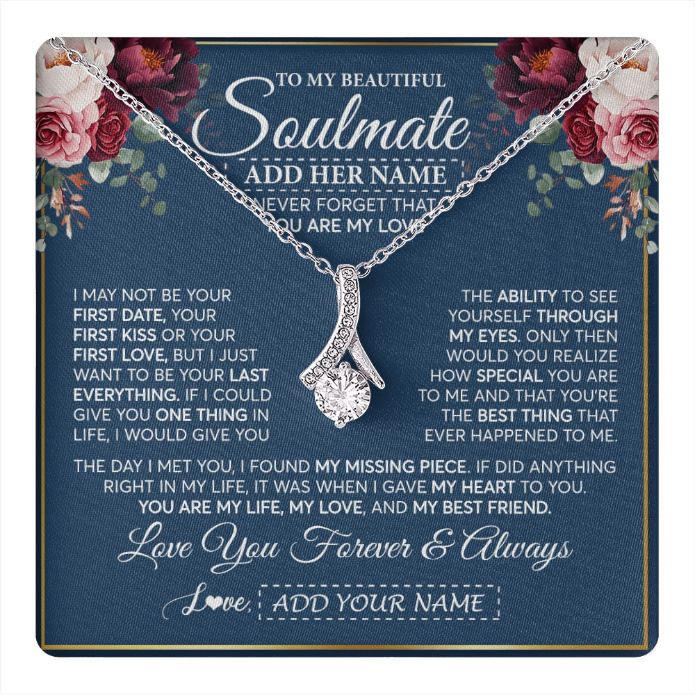 Personalized To My Beautiful Soulmate Gift Necklace You Are My Love Gifts For Wife From Husband Wife Birthday Valentines Day Custom Gift Box Message Card
