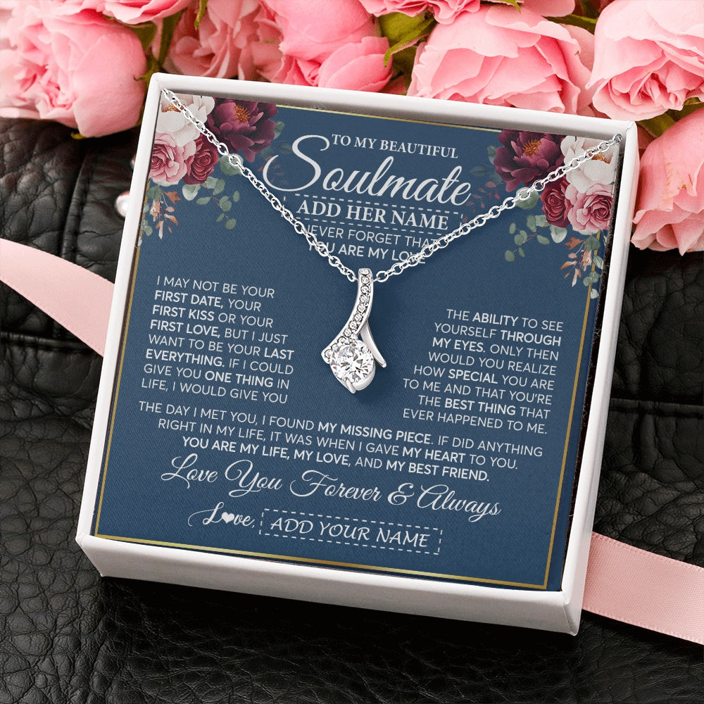 Personalized To My Beautiful Soulmate Gift Necklace You Are My Love Gifts For Wife From Husband Wife Birthday Valentines Day Custom Gift Box Message Card