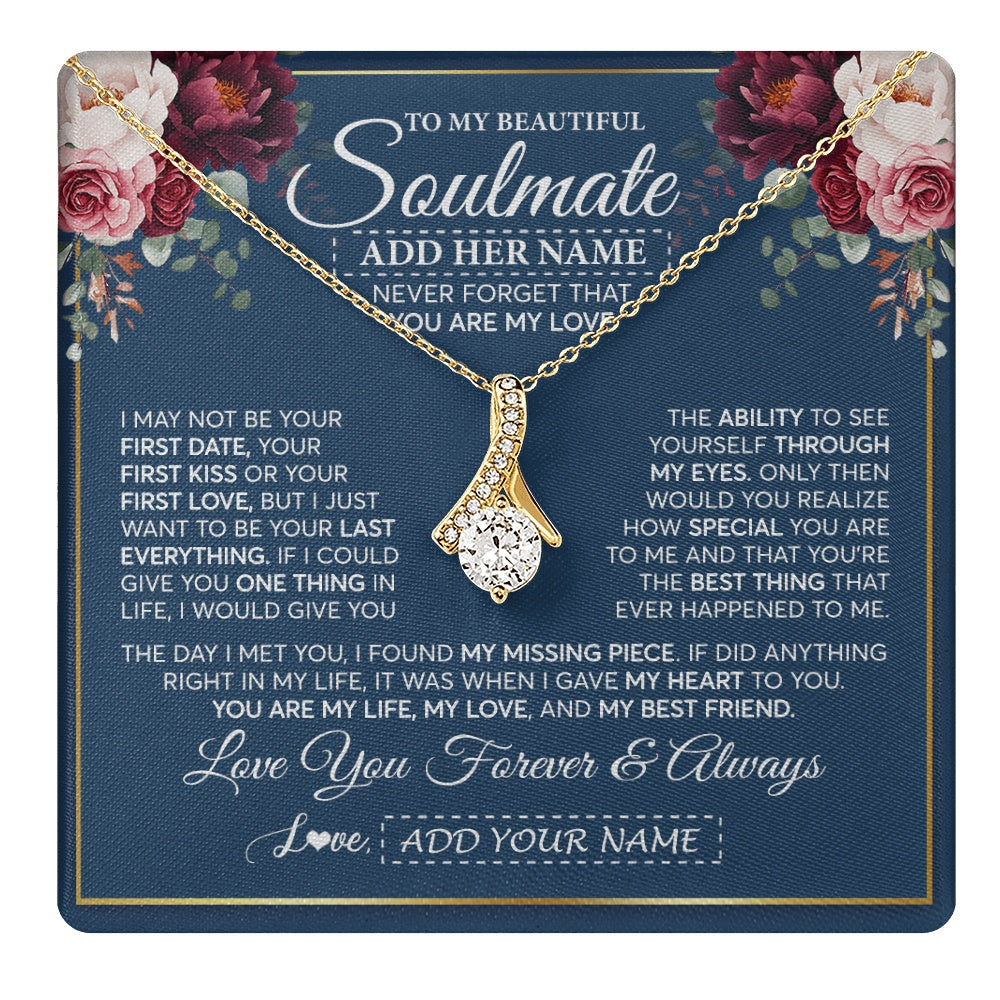 Personalized To My Beautiful Soulmate Gift Necklace You Are My Love Gifts For Wife From Husband Wife Birthday Valentines Day Custom Gift Box Message Card