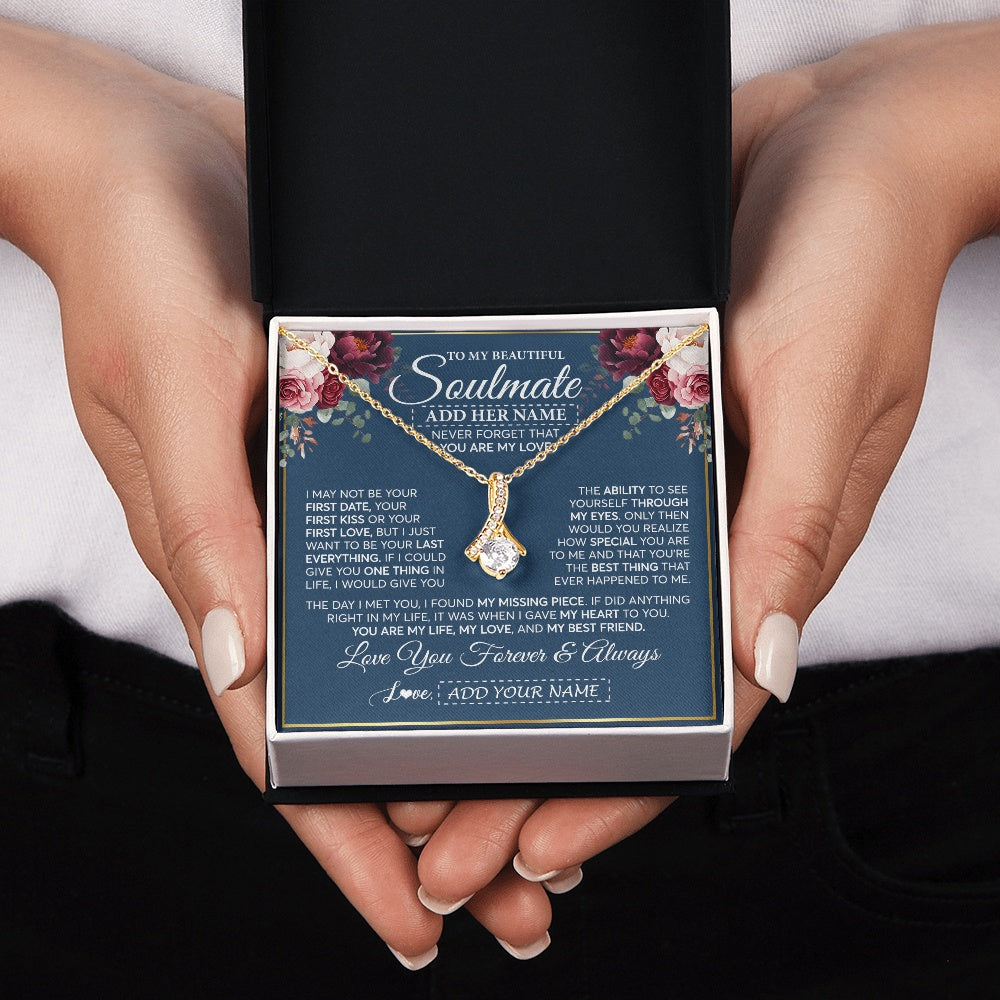 Personalized To My Beautiful Soulmate Gift Necklace You Are My Love Gifts For Wife From Husband Wife Birthday Valentines Day Custom Gift Box Message Card