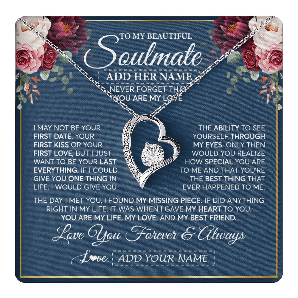 Personalized To My Beautiful Soulmate Gift Necklace You Are My Love Gifts For Wife From Husband Wife Birthday Valentines Day Custom Gift Box Message Card