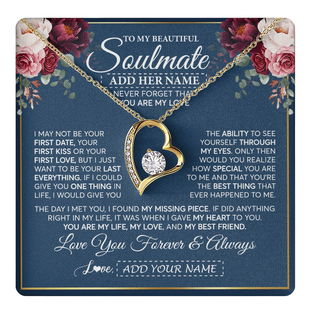 Personalized To My Beautiful Soulmate Gift Necklace You Are My Love Gifts For Wife From Husband Wife Birthday Valentines Day Custom Gift Box Message Card