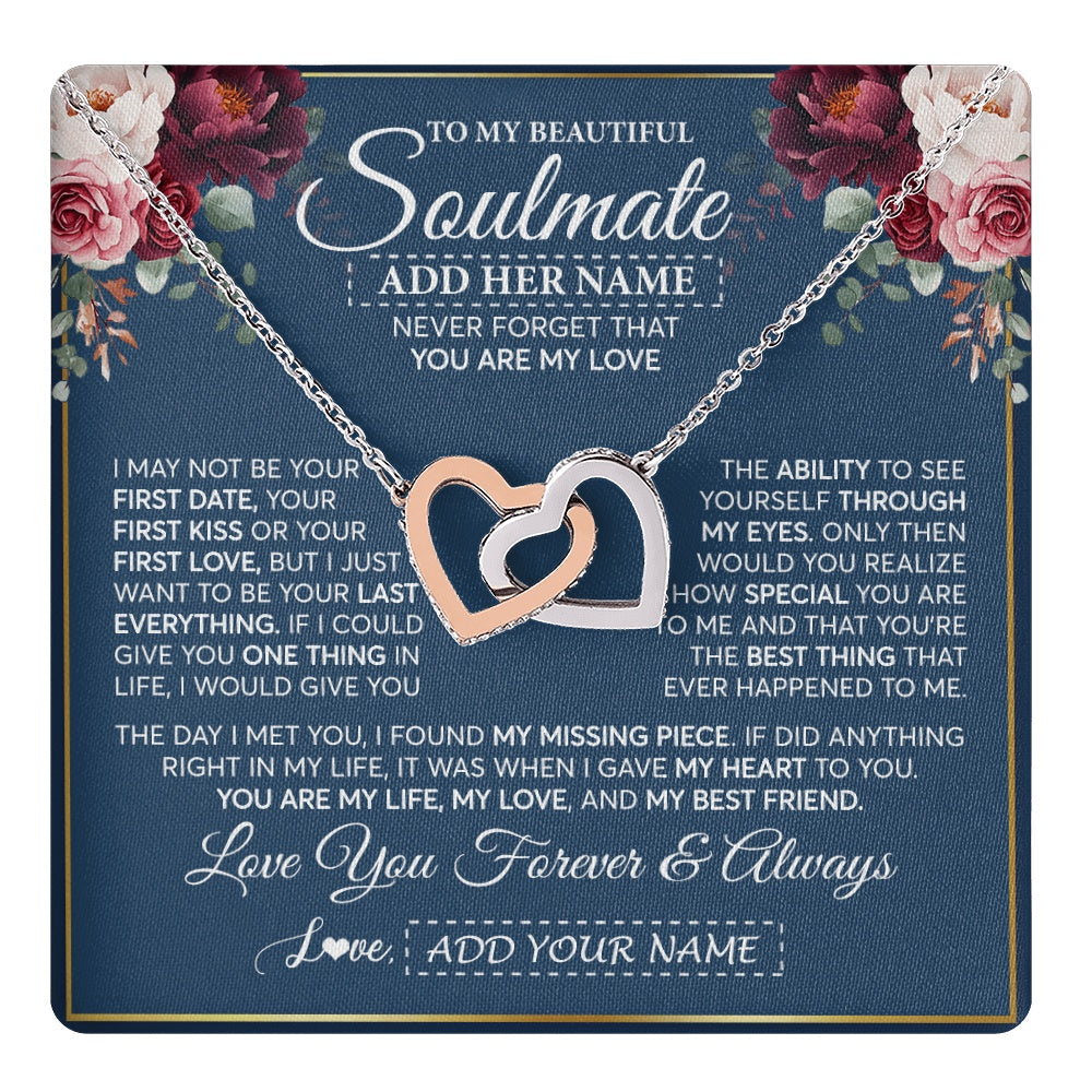 Personalized To My Beautiful Soulmate Gift Necklace You Are My Love Gifts For Wife From Husband Wife Birthday Valentines Day Custom Gift Box Message Card