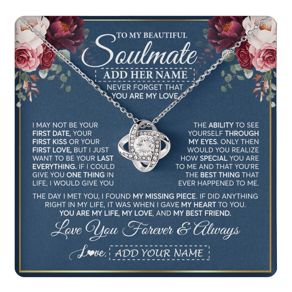 Personalized To My Beautiful Soulmate Gift Necklace You Are My Love Gifts For Wife From Husband Wife Birthday Valentines Day Custom Gift Box Message Card