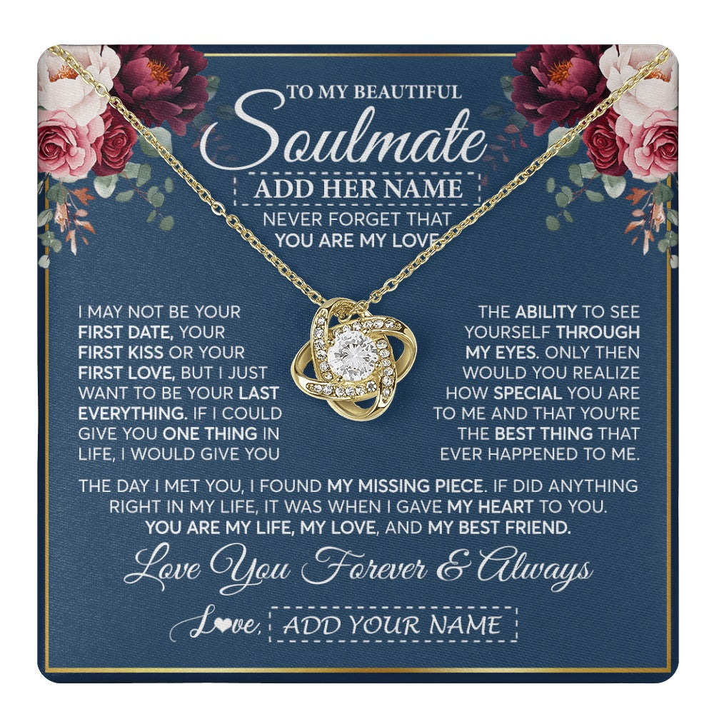 Personalized To My Beautiful Soulmate Gift Necklace You Are My Love Gifts For Wife From Husband Wife Birthday Valentines Day Custom Gift Box Message Card