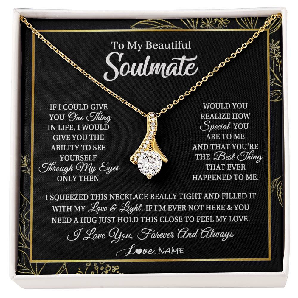 Personalized To My Beautiful Soulmate Necklace From Husband Boyfriend Feel My Love For Her Future Wife Girlfriend Birthday Anniversary Customized Message Card