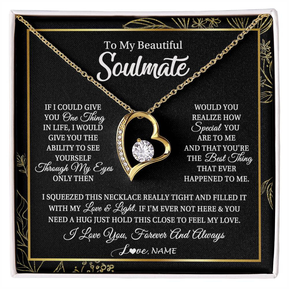 Personalized To My Beautiful Soulmate Necklace From Husband Boyfriend Feel My Love For Her Future Wife Girlfriend Birthday Anniversary Customized Message Card