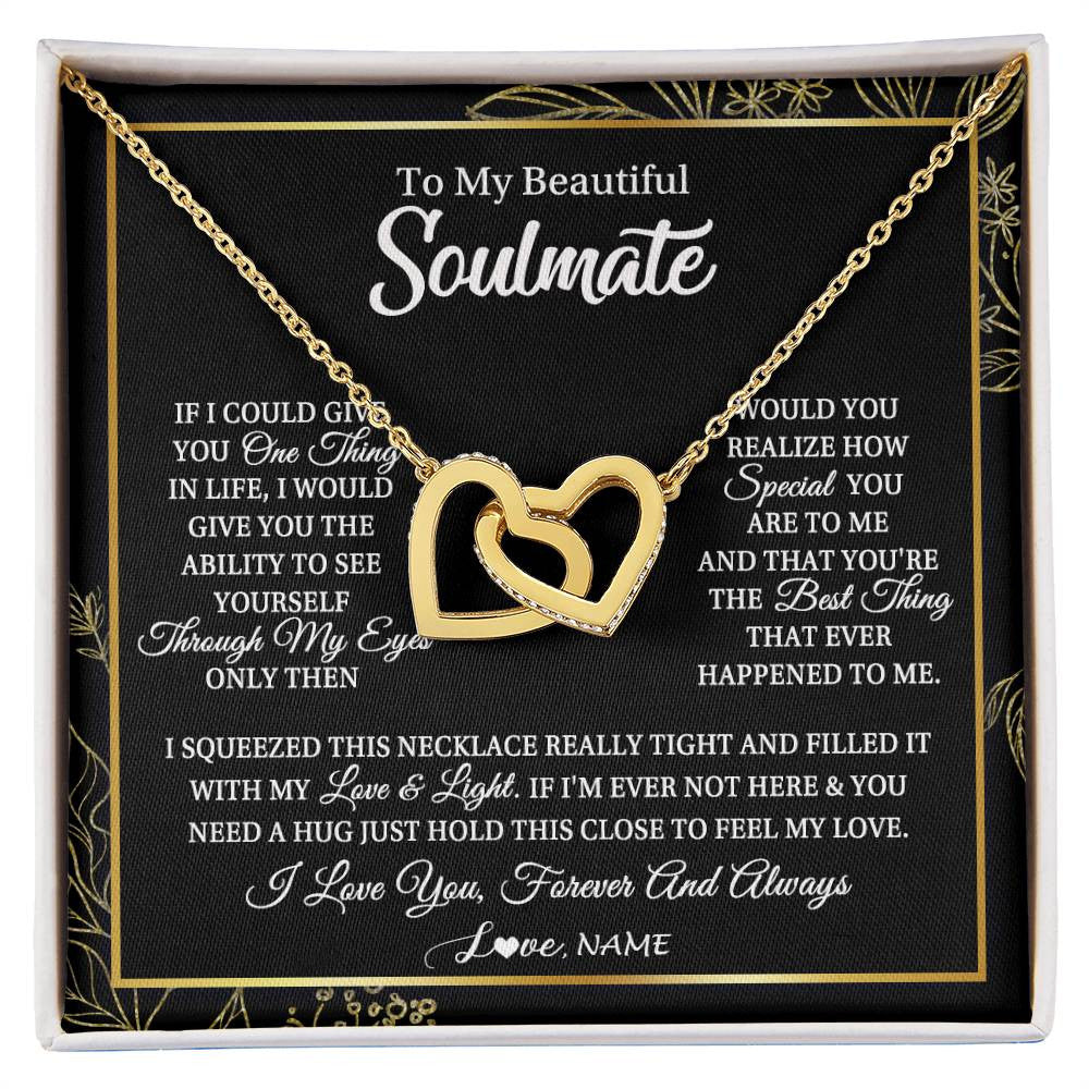 Personalized To My Beautiful Soulmate Necklace From Husband Boyfriend Feel My Love For Her Future Wife Girlfriend Birthday Anniversary Customized Message Card