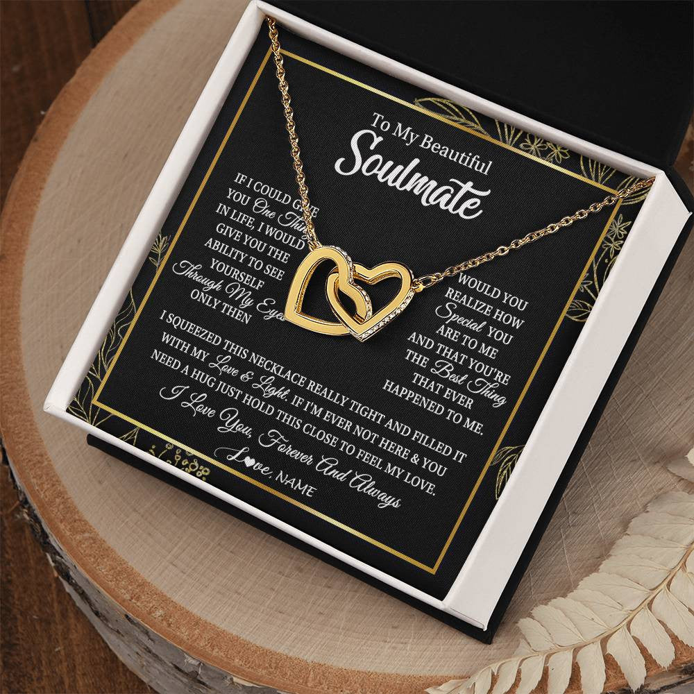 Personalized To My Beautiful Soulmate Necklace From Husband Boyfriend Feel My Love For Her Future Wife Girlfriend Birthday Anniversary Customized Message Card