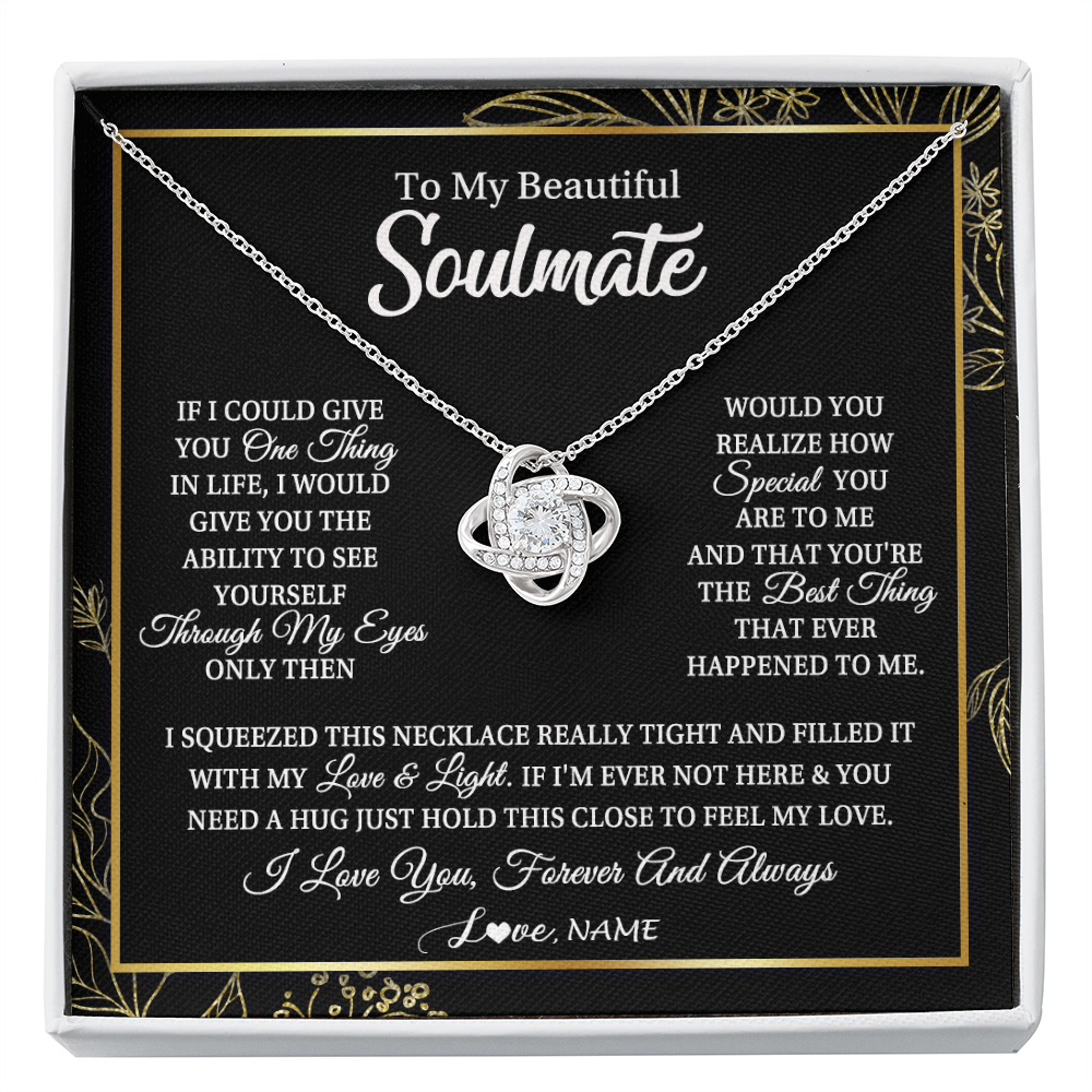 Personalized To My Beautiful Soulmate Necklace From Husband Boyfriend Feel My Love For Her Future Wife Girlfriend Birthday Anniversary Customized Message Card