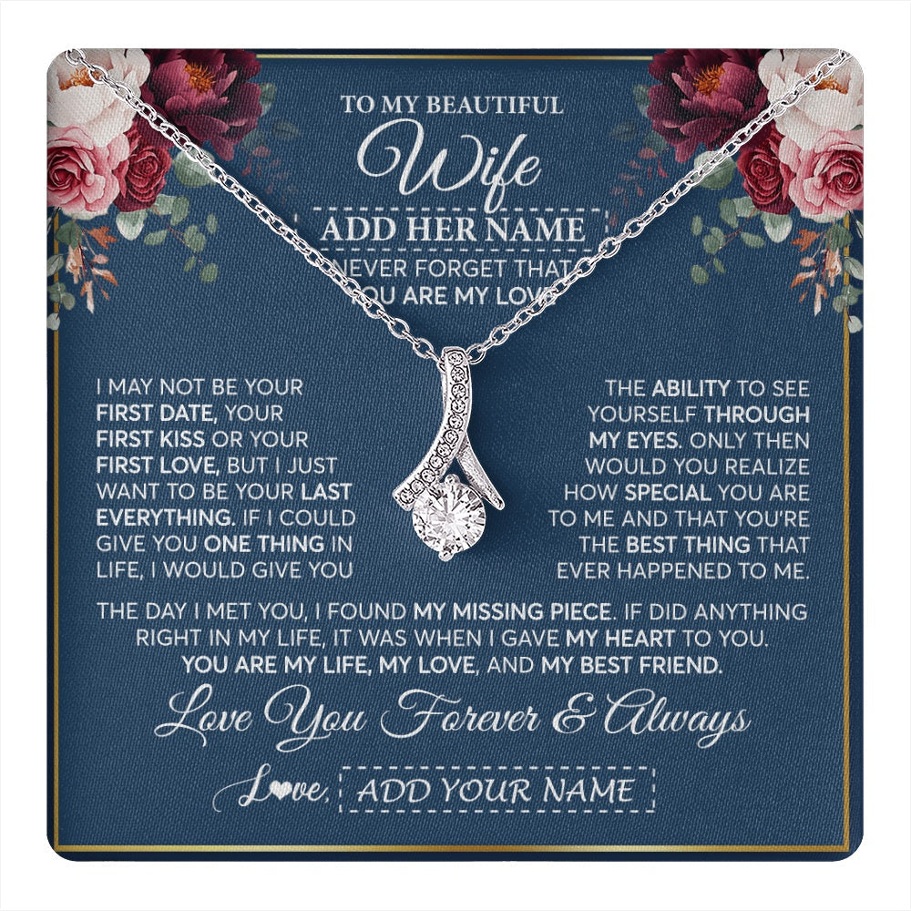 Personalized To My Beautiful Wife Gift Necklace You Are My Love Gifts For Wife From Husband For Her Birthday Valentines Day Custom Gift Box Message Card