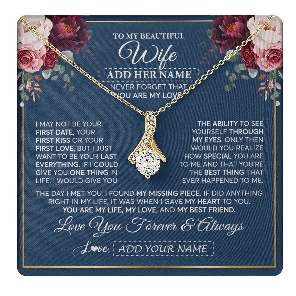 Personalized To My Beautiful Wife Gift Necklace You Are My Love Gifts For Wife From Husband For Her Birthday Valentines Day Custom Gift Box Message Card
