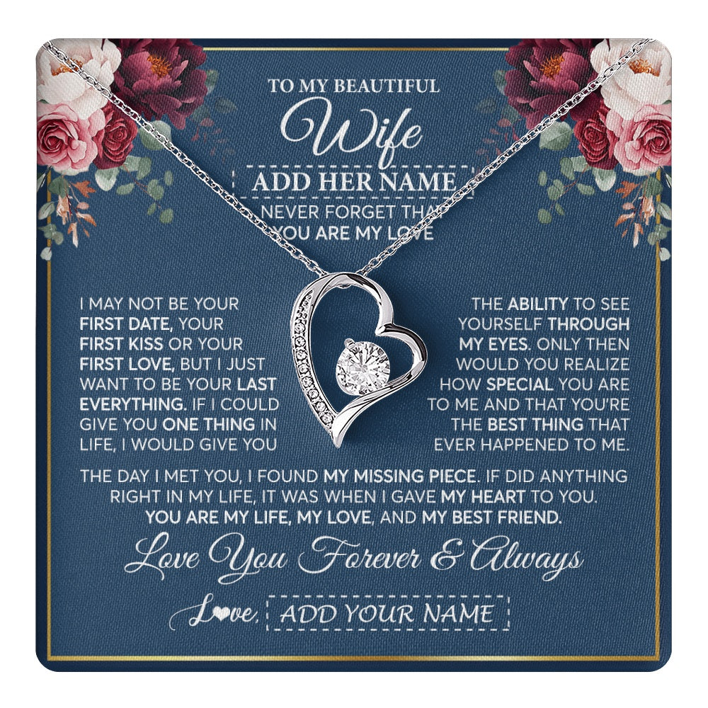 Personalized To My Beautiful Wife Gift Necklace You Are My Love Gifts For Wife From Husband For Her Birthday Valentines Day Custom Gift Box Message Card
