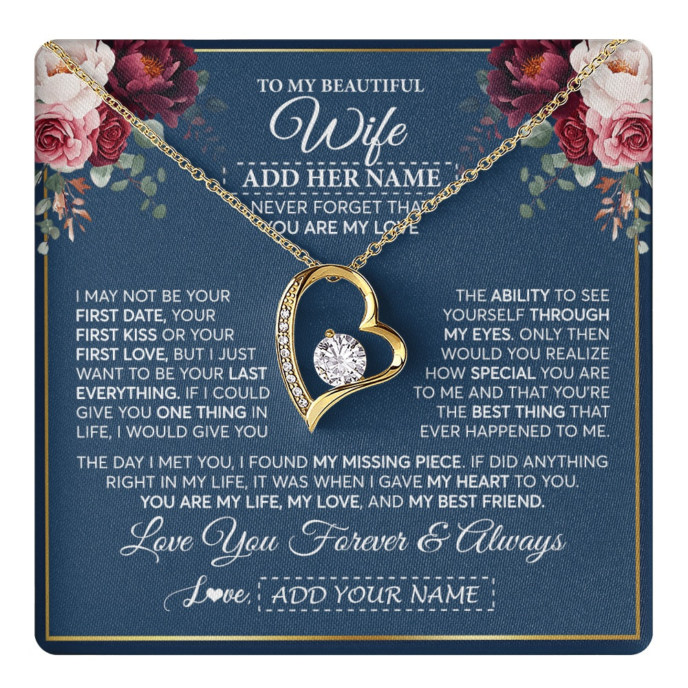 Personalized To My Beautiful Wife Gift Necklace You Are My Love Gifts For Wife From Husband For Her Birthday Valentines Day Custom Gift Box Message Card
